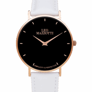 Leo Mazzotti Infinity Watch, Intense Black/Leather White