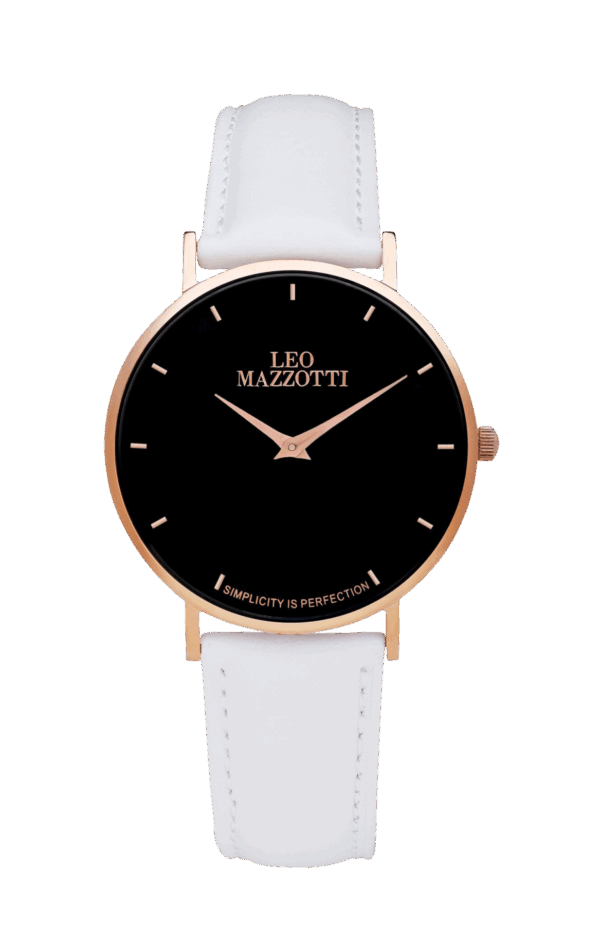 Leo Mazzotti Infinity Watch, Intense Black/Leather White