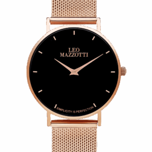 Leo Mazzotti Infinity Watch, Intense Black/Gold Mesh