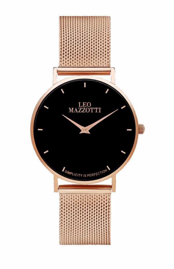 Leo Mazzotti Infinity Watch, Intense Black/Gold Mesh