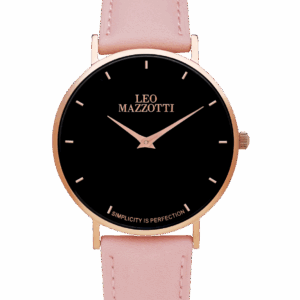 Leo Mazzotti Infinity Watch, Intense Black/Leather Pink