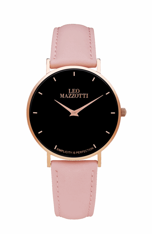 Leo Mazzotti Infinity Watch, Intense Black/Leather Pink