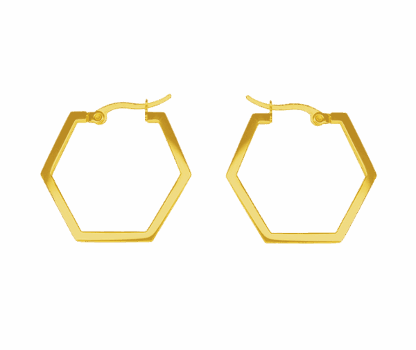 Simplicity Hexagon Earrings, Gold