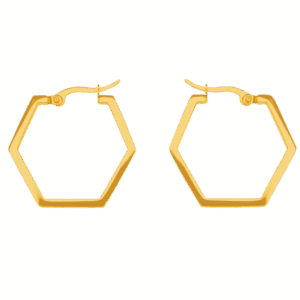 Simplicity Hexagon Earrings, 14k Rose Gold Plated