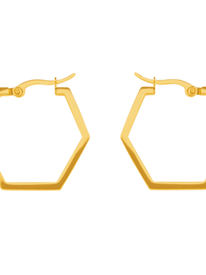 Simplicity Hexagon Earrings, 14k Rose Gold Plated