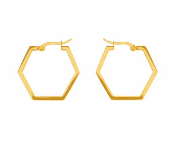 Simplicity Hexagon Earrings, 14k Rose Gold Plated