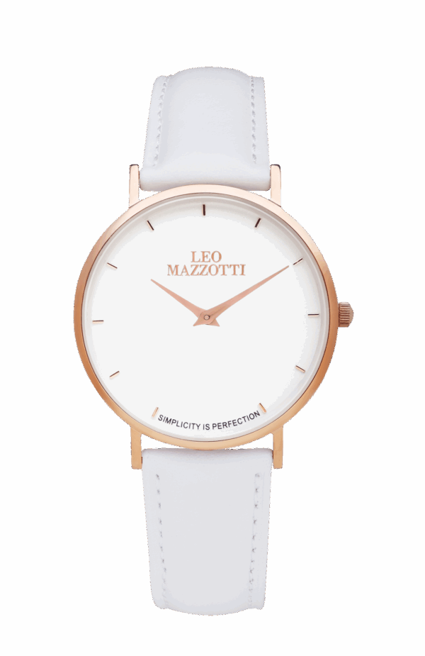 Leo Mazzotti Infinity Watch, Pure White/Leather White
