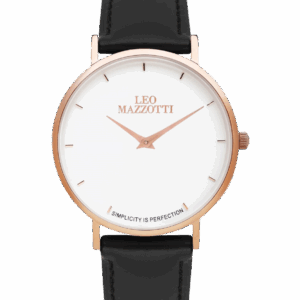 Leo Mazzotti Infinity Watch, Pure White/Leather Black