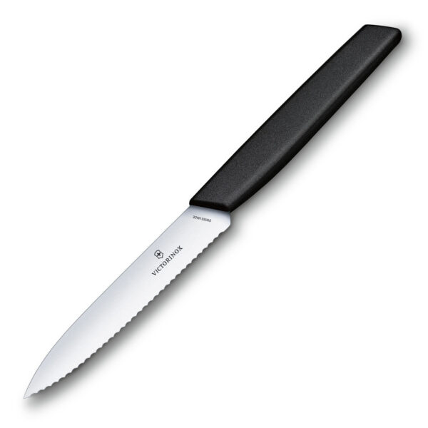 paring knife, 10cm, wavy, black, 6.9003.10W