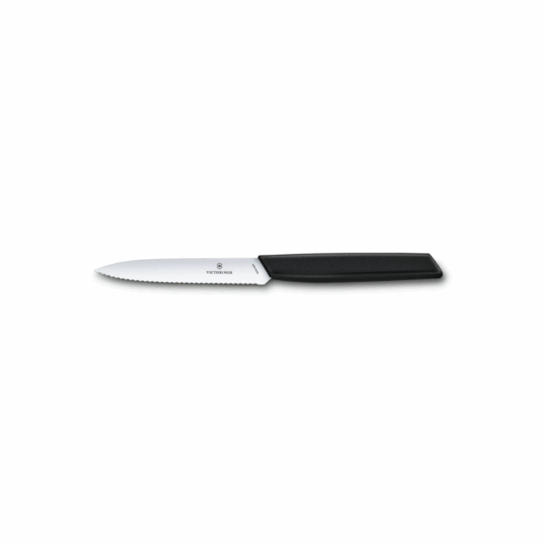 paring knife, 10cm, wavy, black, 6.9003.10W