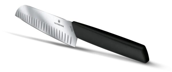 Santoku knife, 17cm, straight, fluted,black, 6.9053.17KB