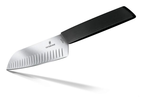 Santoku knife, 17cm, straight, fluted,black, 6.9053.17KB