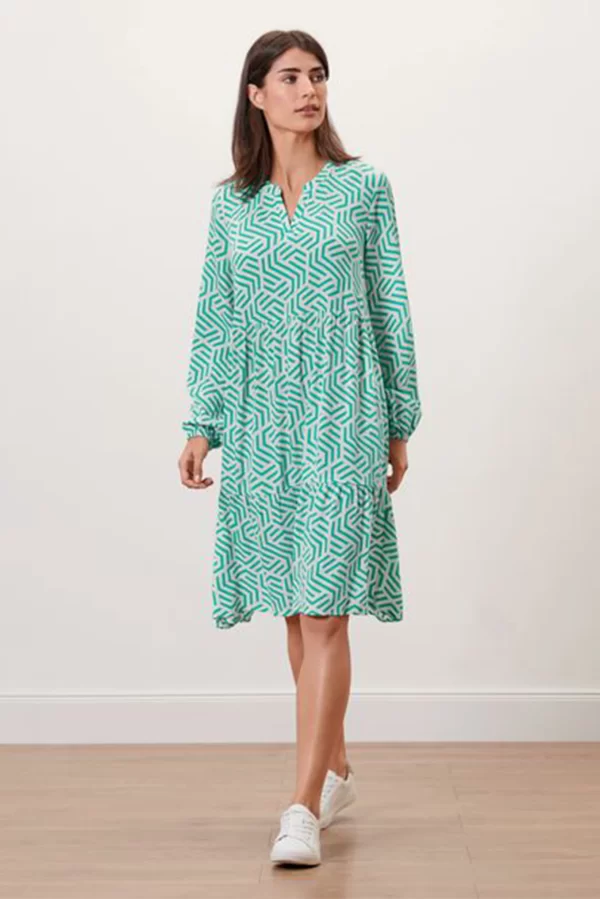 Tchibo, Women Abstract Midi Casual Dress, White Size: 40 (M)