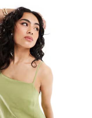 Edited linen mix trapeze midaxi dress, Olive, EU 36