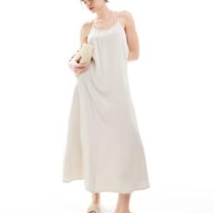 Vero Moda premium strappy maxi dress, Cream, Medium