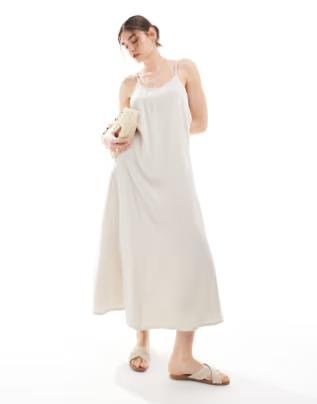 Vero Moda premium strappy maxi dress, Cream, Medium