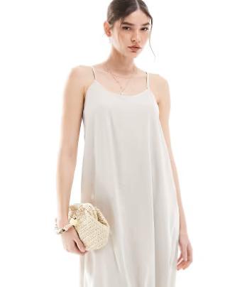Vero Moda premium strappy maxi dress, Cream, Medium