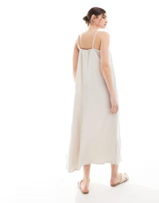 Vero Moda premium strappy maxi dress, Cream, Medium