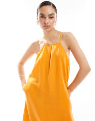 Vila premium maxi cami dress, Sun Orange, EU 34
