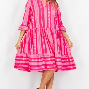 Tchibo, Women 3/4 Sleeves Pattern Dress, Pink Size: 36 (S)