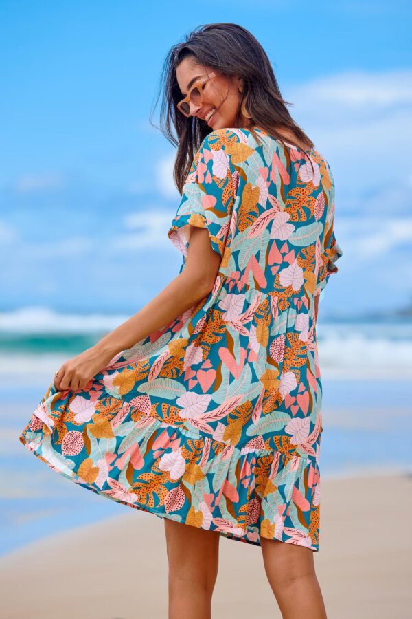 Soft Tropics Short Sleeve Mini Dress (S)