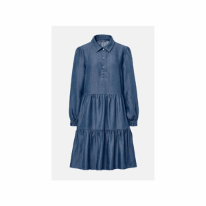 Tchibo, Women Textured Balloon Sleeve Tent Denim Dress, Blue Denim, Size:44/46 (L)