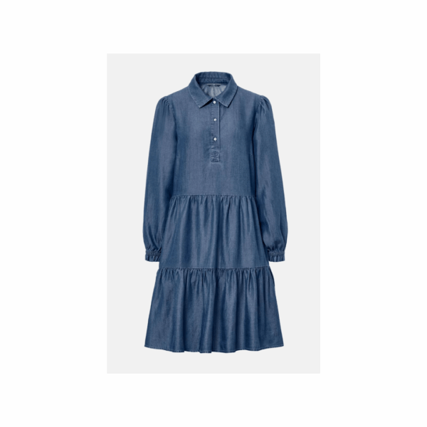 Tchibo, Women Textured Balloon Sleeve Tent Denim Dress, Blue Denim, Size:44/46 (L)