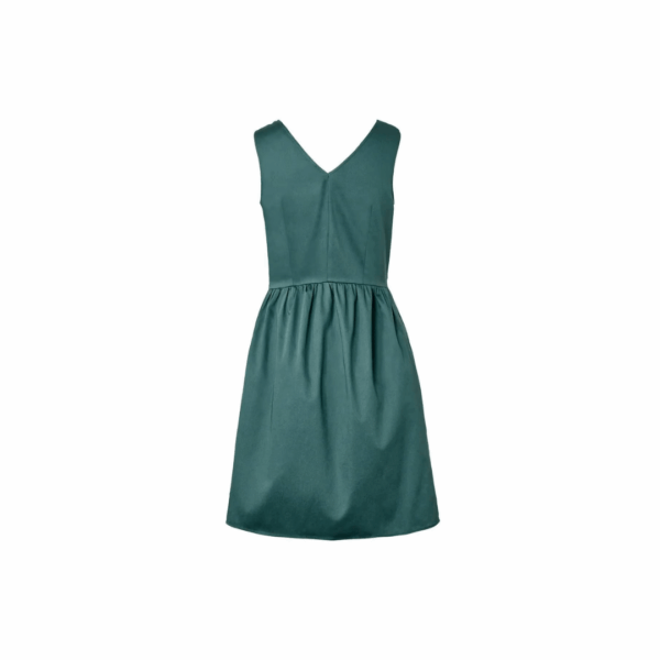 Tchibo, Women V-Neck Sleeveless Solid Mini Dress, Green, Size: 40(M)