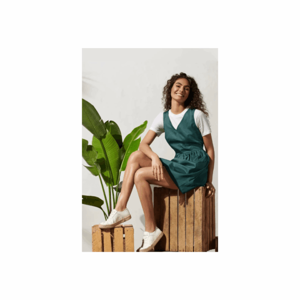 Tchibo, Women V-Neck Sleeveless Solid Mini Dress, Green, Size: 40(M)