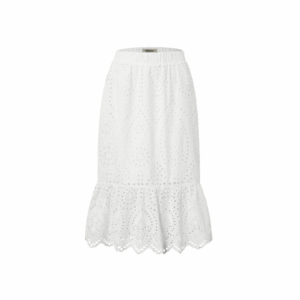 Tchibo, Women Eyelet Embroidery Midi Skirt, White,Size: 40(M)