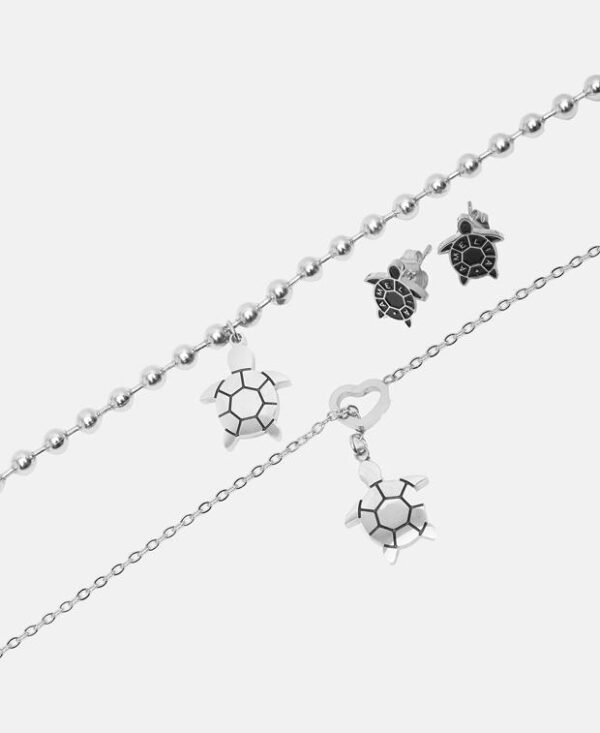 Amelia Parker Set of Necklace, Bracelet and Earrings Silver