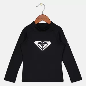 Roxy, Toddlers Girl Brand Logo Rashguard, Black, 3 Y