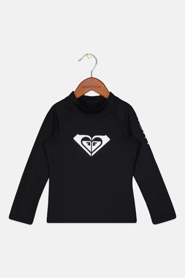 Roxy, Toddlers Girl Brand Logo Rashguard, Black, 3 Y