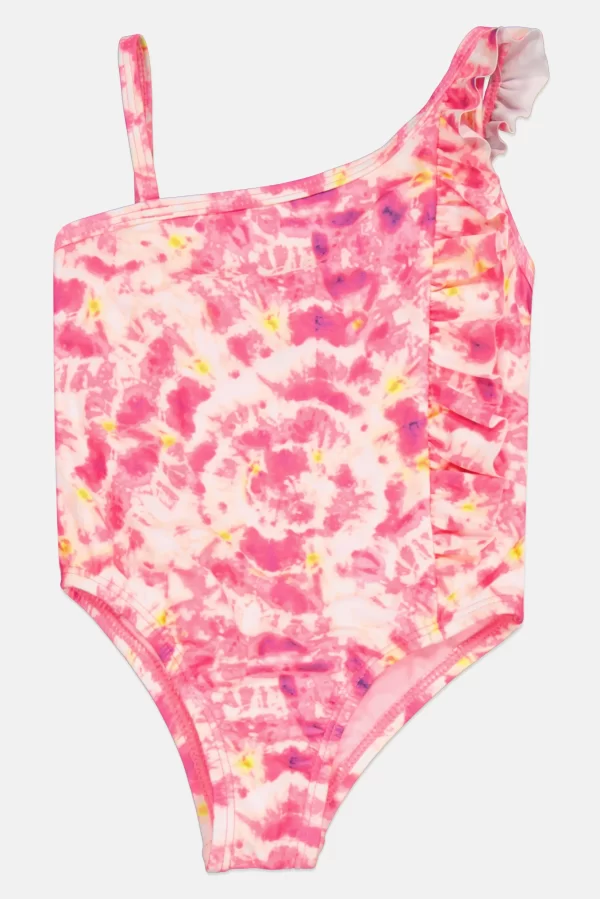 Kensie Girl, Toddlers Girl 1 Piece Tie Dye Swimwear, Pink Combo, 3 Y
