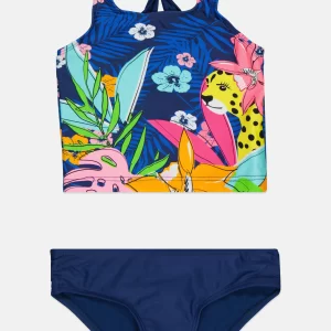 Kensie Girl, Toddlers Girl 2 Pieces Graphic Print Swimwear Set, Navy Combo, 4 Y