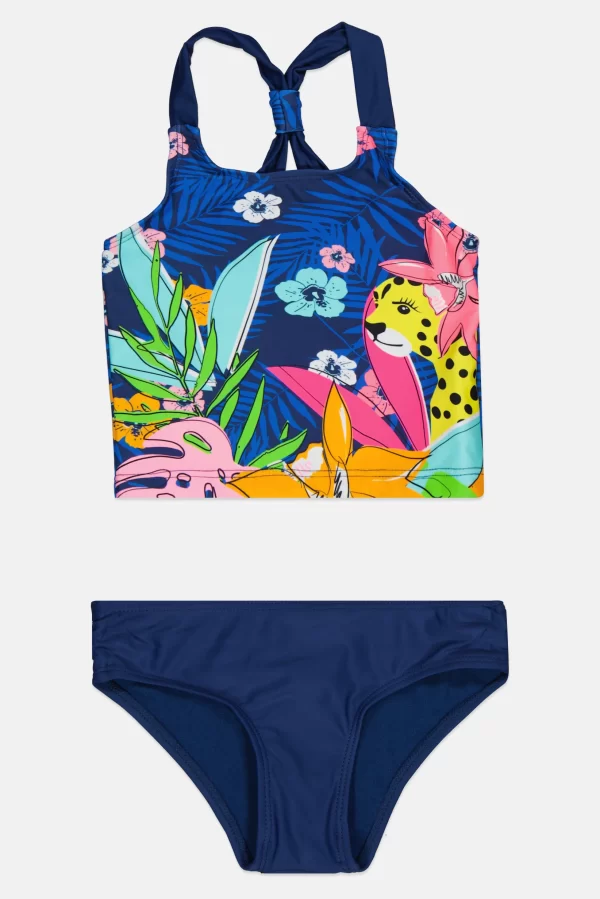 Kensie Girl, Toddlers Girl 2 Pieces Graphic Print Swimwear Set, Navy Combo, 4 Y