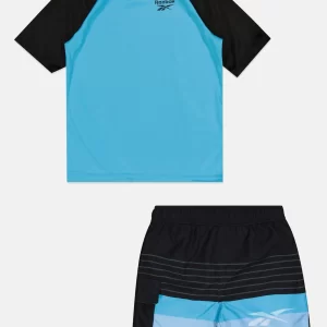 Reebok, Kids Boys 2 Pcs Swimwear Set, Turquoise/Black, 4-5 Y