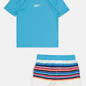 Reebok, Kids Boy 2 Piece Brand Logo Swim Set, Blue/White, 4-5 Y