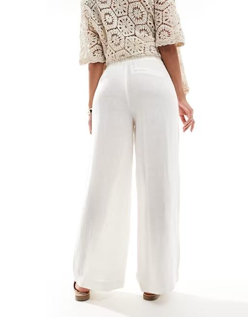 ONLY linen mix wide leg trousers co-ord in white. Size: S