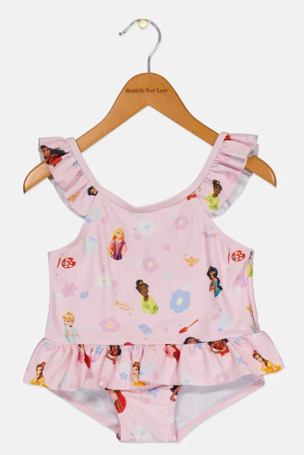 Princess, Toddlers Girl All Over Print Swimsuit, Pink Combo, 2-3 Y