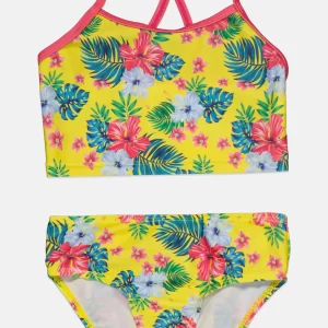 Sol Swim, Toddlers Girl 2 Pair Top And Floral Panties Swimwear, Yellow, 2 Y