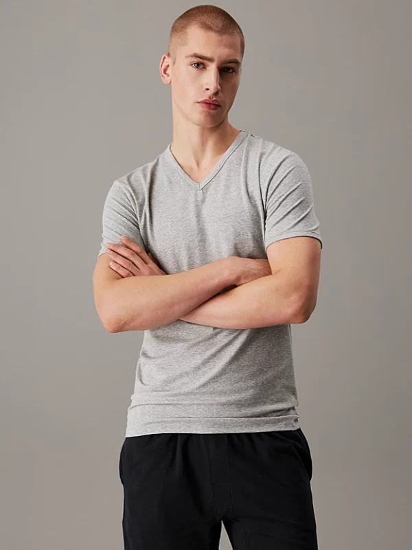 C.K. S/S V Neck T-Shirt, MPI-Heather Grey