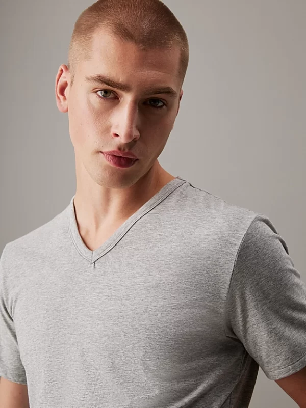C.K. S/S V Neck T-Shirt, MPI-Heather Grey