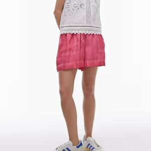 Topshop co-ord satin longline pull on short in pink. Size: UK8