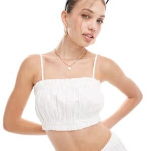 Miss Selfridge Cotton embroidered Cami top co ord in cream. Size: UK 12