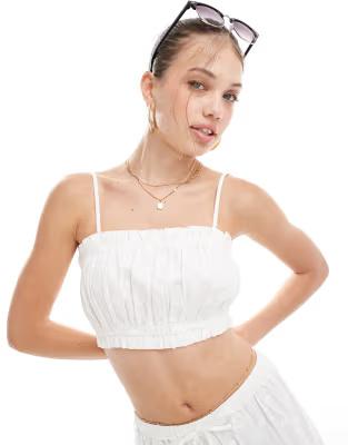 Miss Selfridge Cotton embroidered Cami top co ord in cream. Size: UK 12