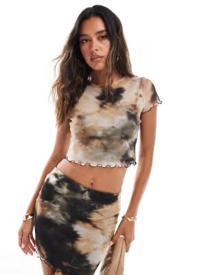 New Look tie dye Mesh mini skirt in grey pattern. Size: UK10