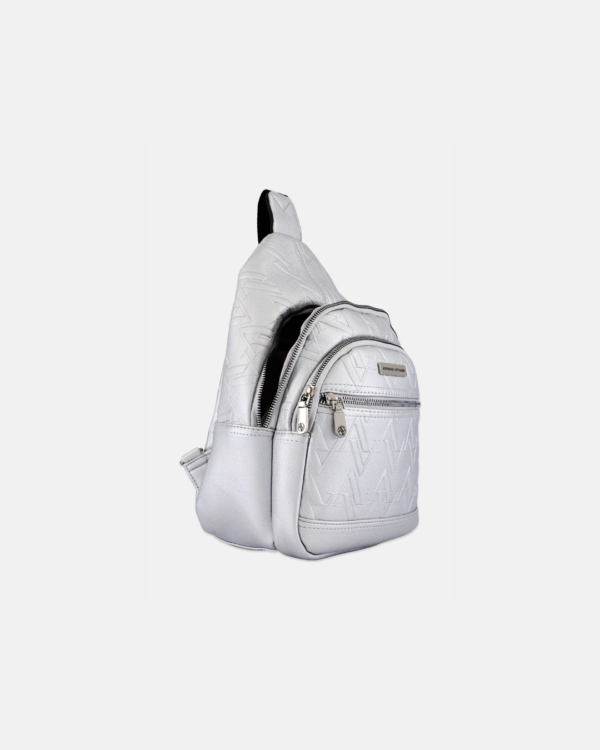 Adrienne Vittadini, Women Hardware Logo Sling Bag, Silver