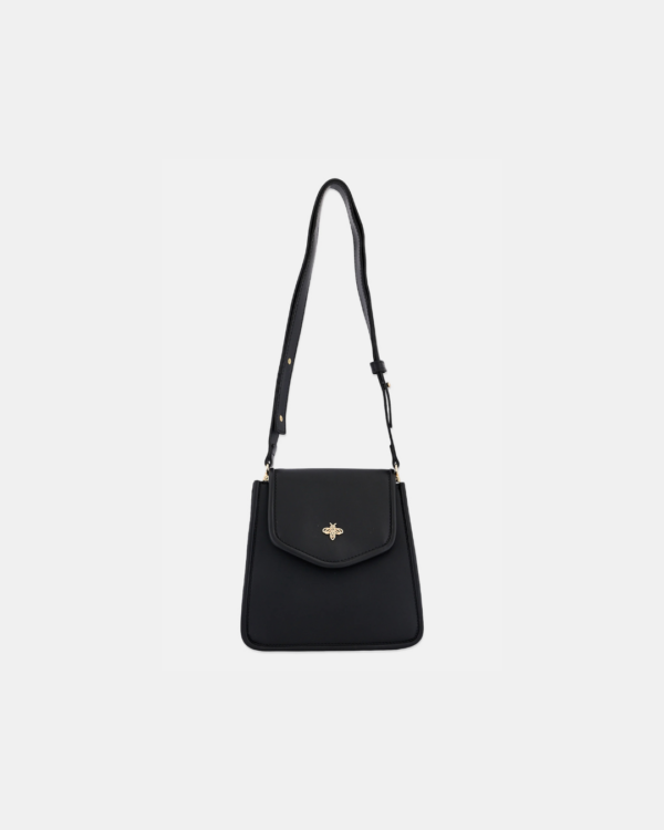 Lucky Bees, Women Brand Logo Shoulder Bag, Black
